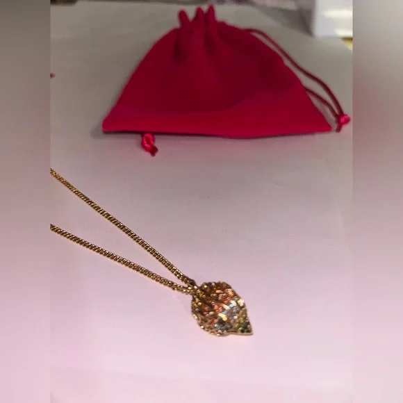 Kurt Geiger Pave Eagle Necklace  gold chain & multicolored dust bag, gift boxNWT - Picture 5 of 11